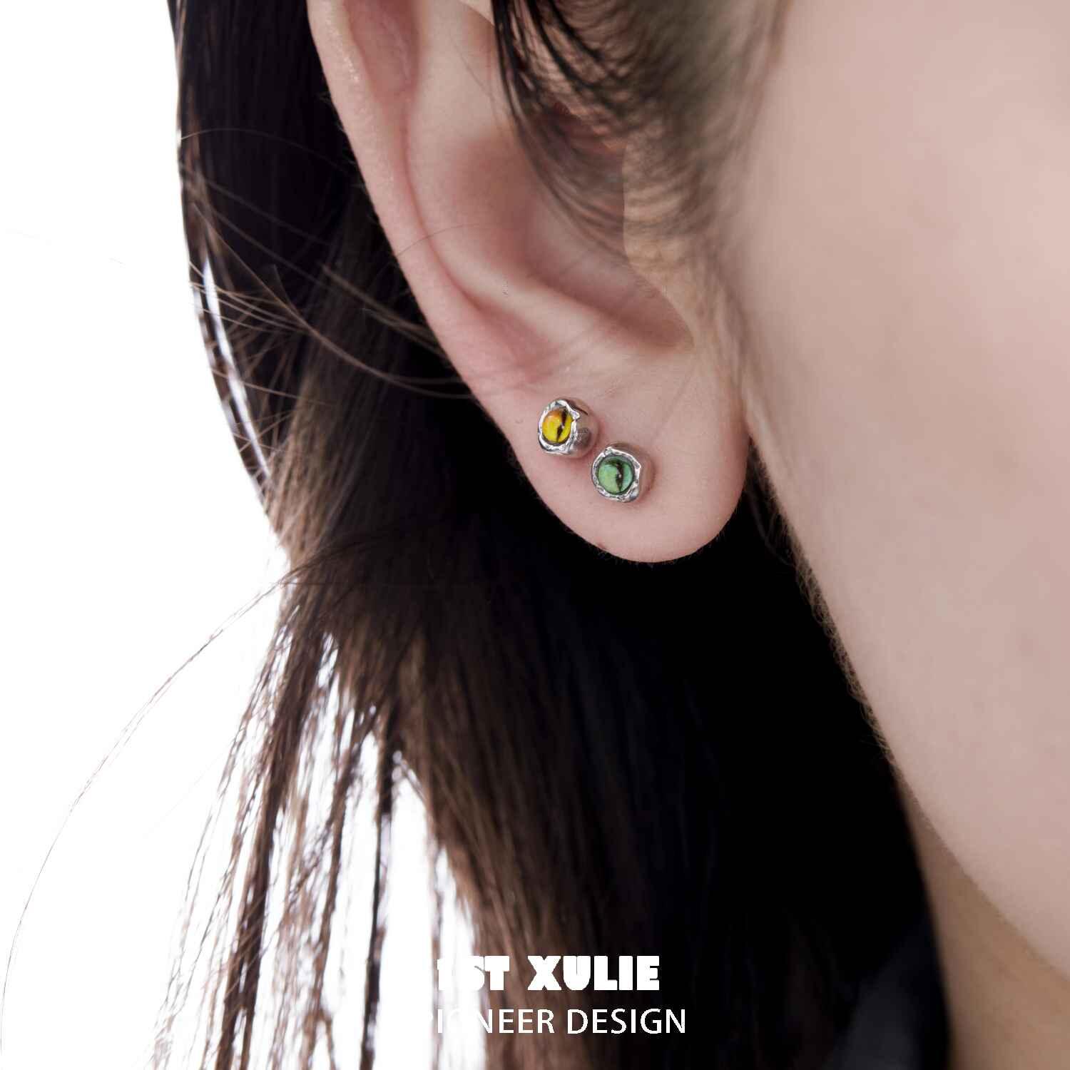 Little Demon Colorful S925 Sterling Silver Devil Eyes Stud Earrings for Women - Gothic Punk Jewelry for Halloween, Cosplay & Alternative Fashion