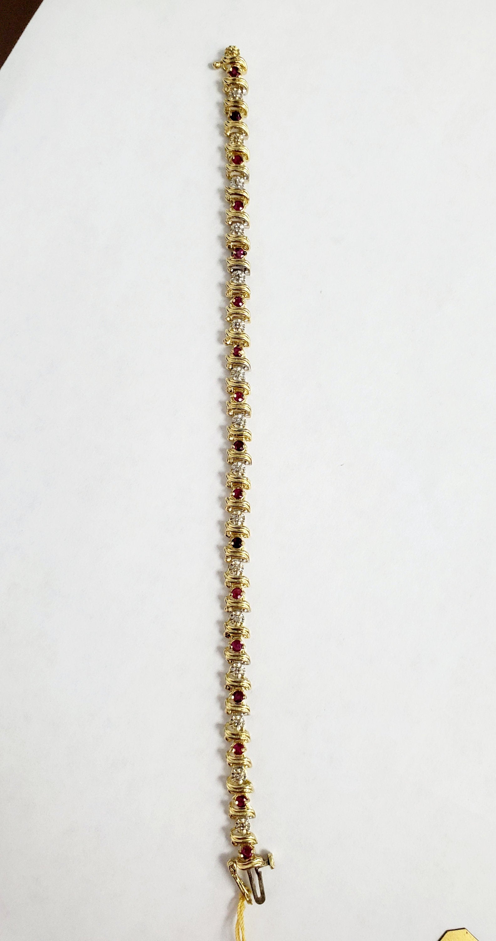 2 Carat S-Shaped Diamond & Ruby Tennis Bracelet for Women - Elegant Jewelry Gift for Anniversary, Wedding & Special Occasions