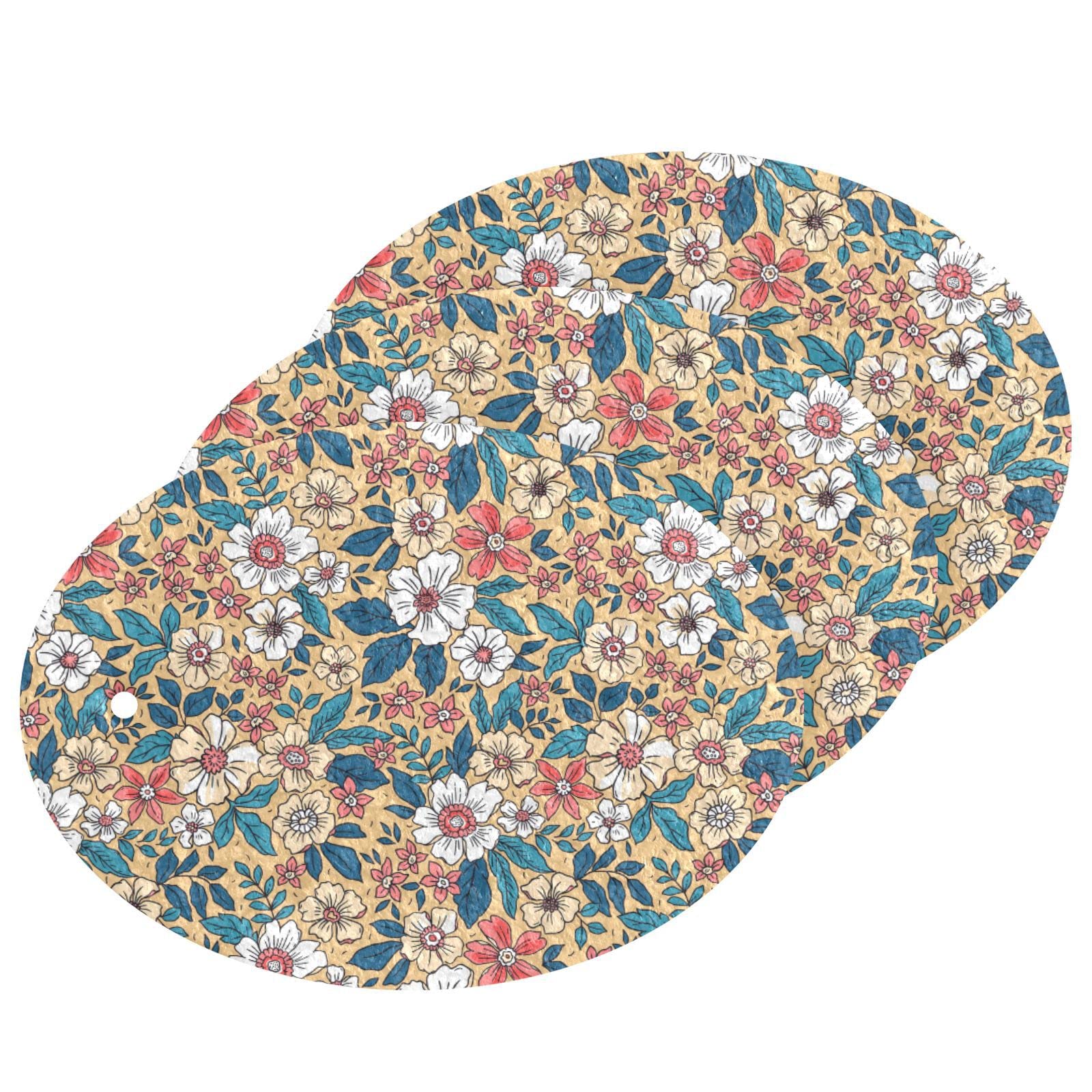 Kcldeci 3 Pack Floral Dish Scrub Sponge Pads - Cute Small Flower Scrubber for Kitchen, Dishwashing & Household Cleaning - Perfect for Sinks, Countertops & Utensils