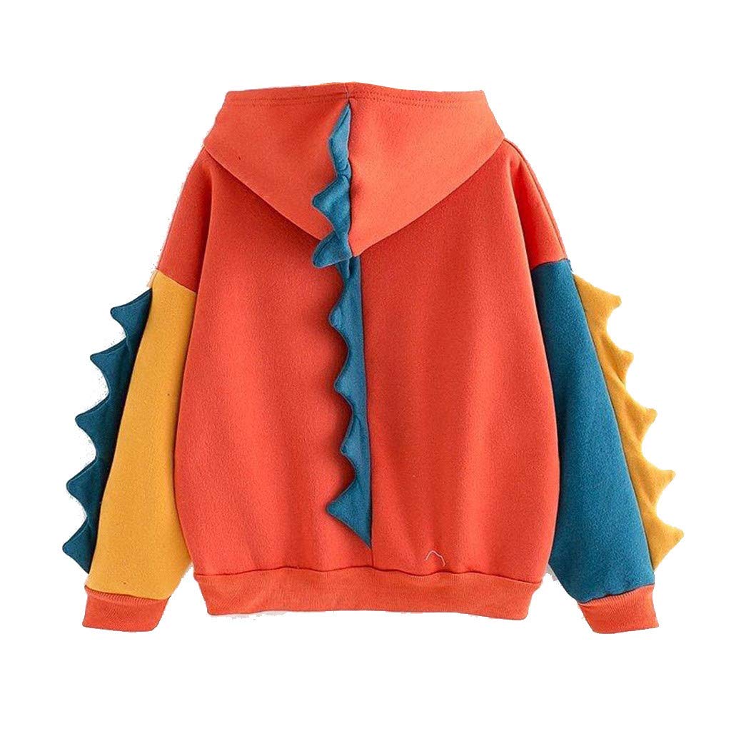 Mikilon Anime Dinosaur Hoodie - Women's Oversized Cosplay Sweatshirt with Long Sleeves | Orange Kawaii T-Shirt Top for Casual Wear & Costume Parties