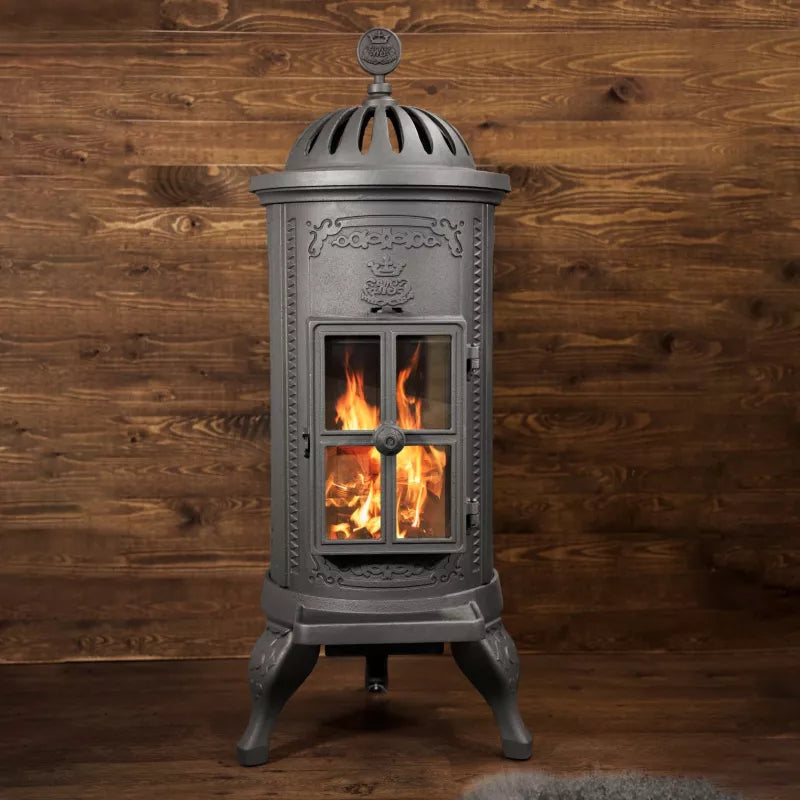 Westbo Carl 120 Cast Iron Stove - Efficient Wood Burning Fireplace for Cozy Home Heating & Cabin Decor