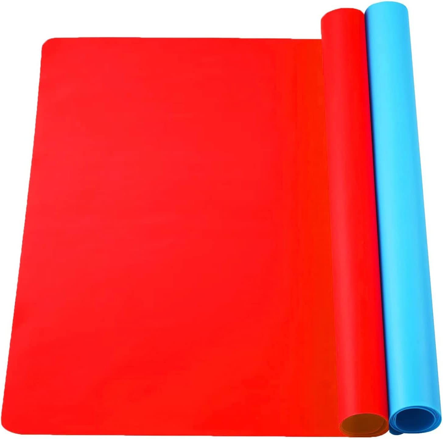 2 Pack 15.7 x 11.8 Inch Non-Stick Silicone Craft Mats for Resin Molds, DIY Painting & Art Projects - Thick Heat-Resistant Work Surface for Epoxy, Jewelry Making & Baking (Blue & Red)