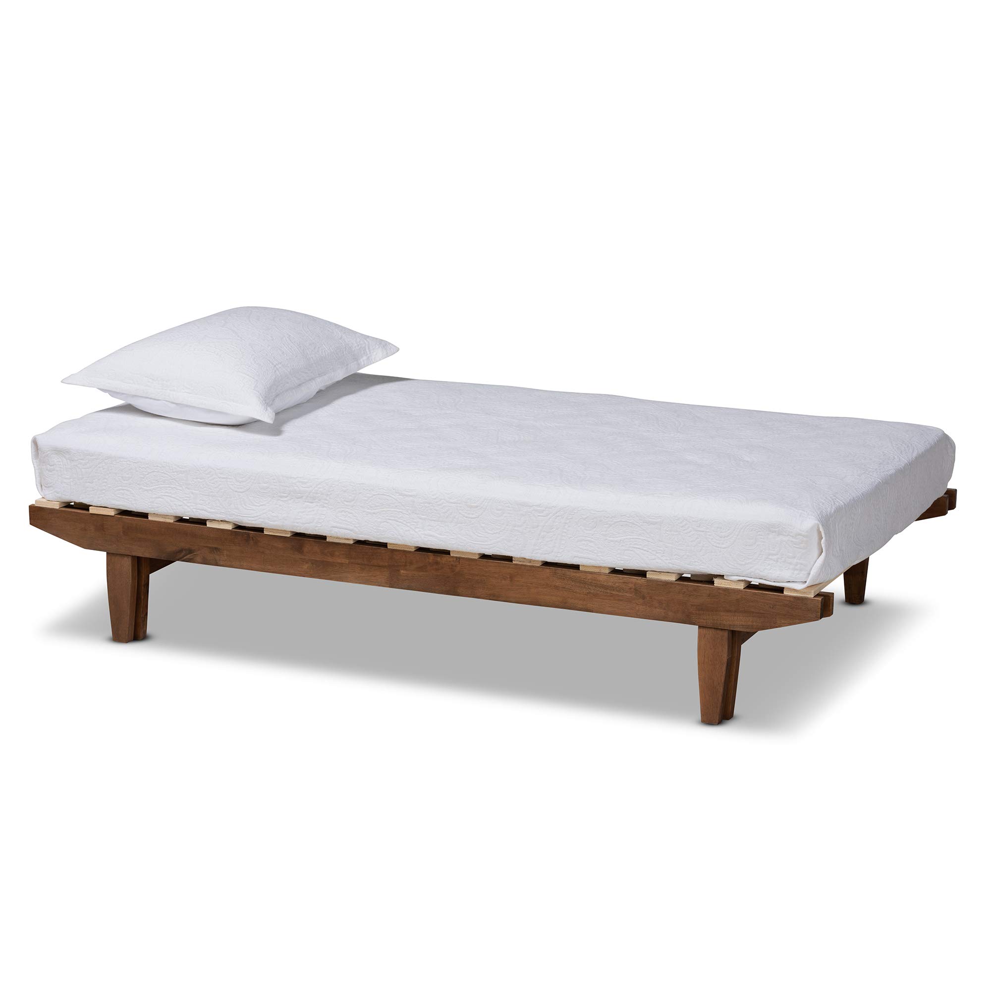 Baxton Studio Wooden Bed Frame - Twin & King Size, Solid Walnut Finish - Perfect for Modern Bedroom & Guest Room Decor