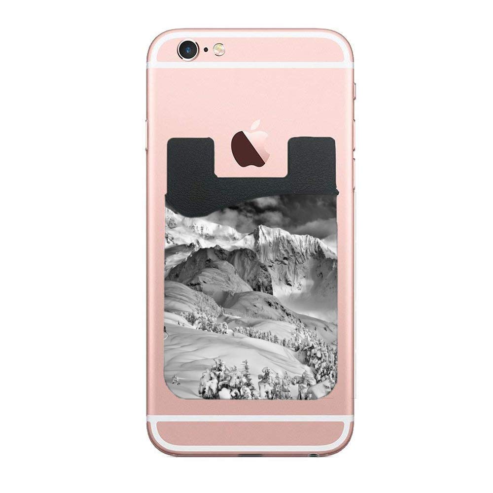 VAMIX Silicone Phone Card Holder - Stick-On ID & Credit Card Wallet with 3M Adhesive for iPhone, Samsung (Mountains Design) - Perfect for Travel, Gym, and Everyday Use