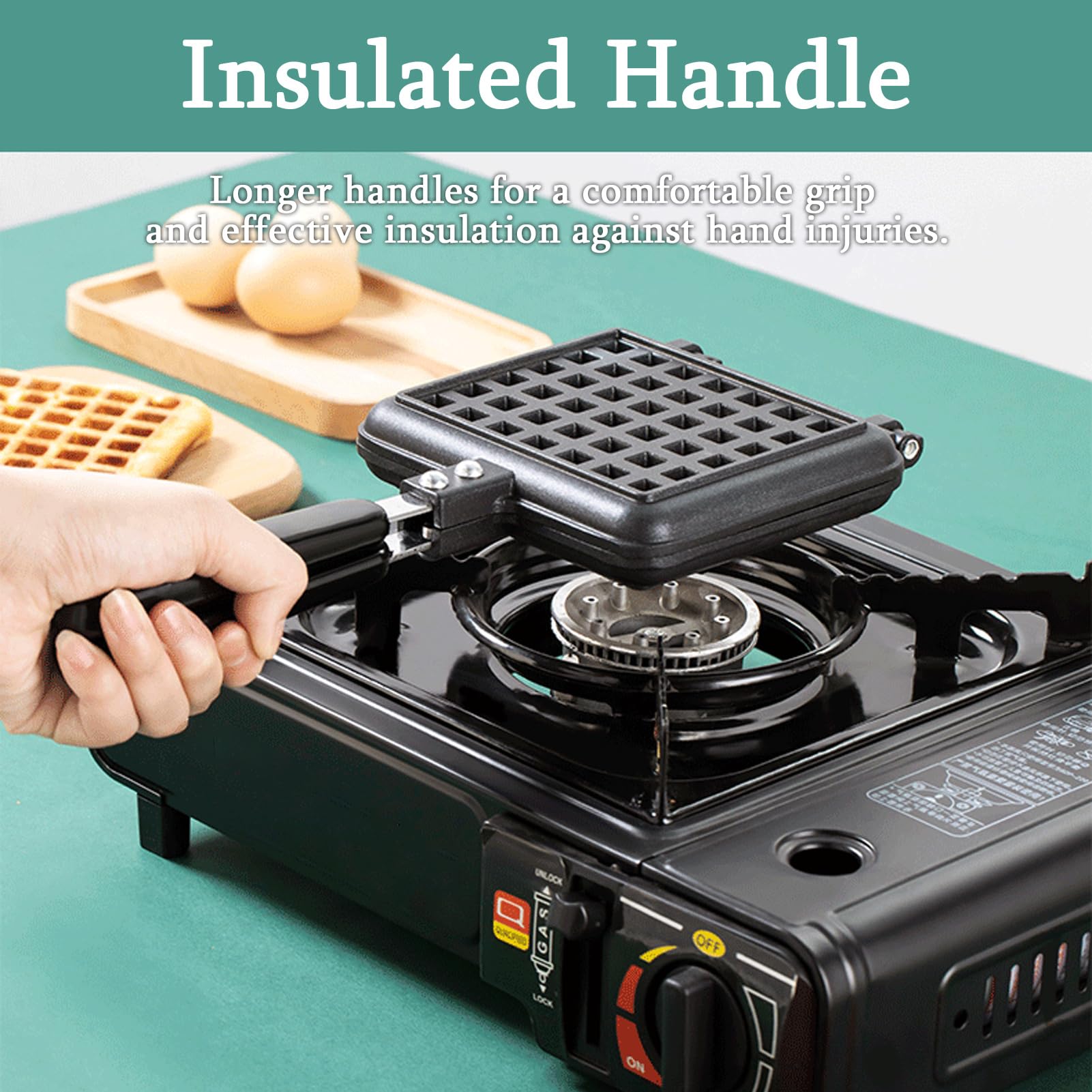 Non-Stick Stovetop Waffle Maker - Traditional Belgian Waffle Iron for Gas & Electric Stoves - Perfect for Breakfast, Brunch & Family Cooking - Ciglow Waffle Baking Pan with Removable Plates