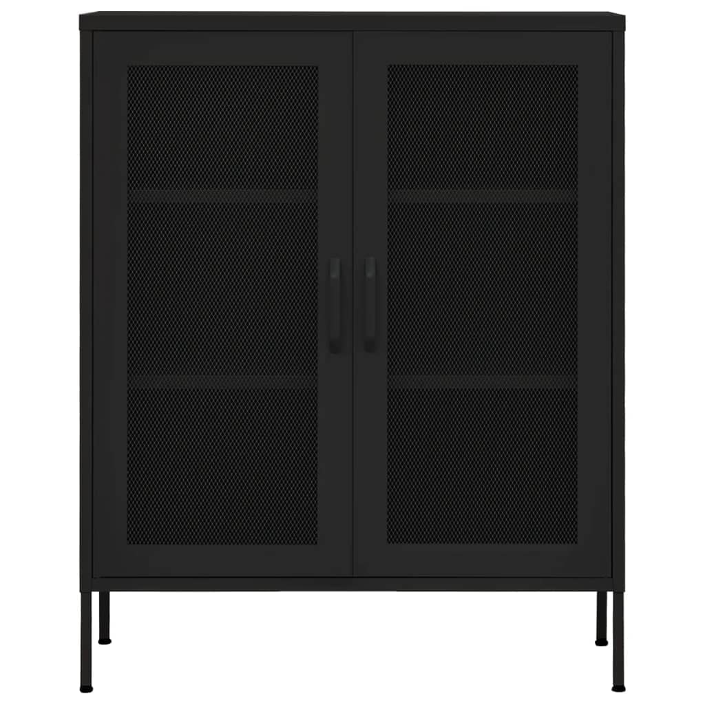 Black Steel Bookcase Storage Cabinet 31.5x13.8x40 Inches - Modern Storage Furniture for Bathroom, Kitchen, Living Room & Bedroom - Perfect for Organizing Books, Decor & Household Items