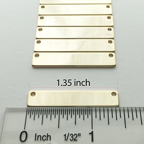 10Pcs 16K Gold Plated Stamping Blank Bar Pendant Name Plate - 1.35x0.28 Inch (34.3x7mm) Jewelry Making Supplies for Necklaces, Bracelets & DIY Craft Projects