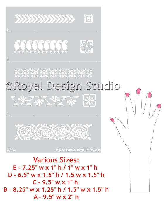 Indian Sari Border Series Furniture Stencil - Handmade Wooden Stencils for DIY Home Decor, Wall Painting & Fabric Design