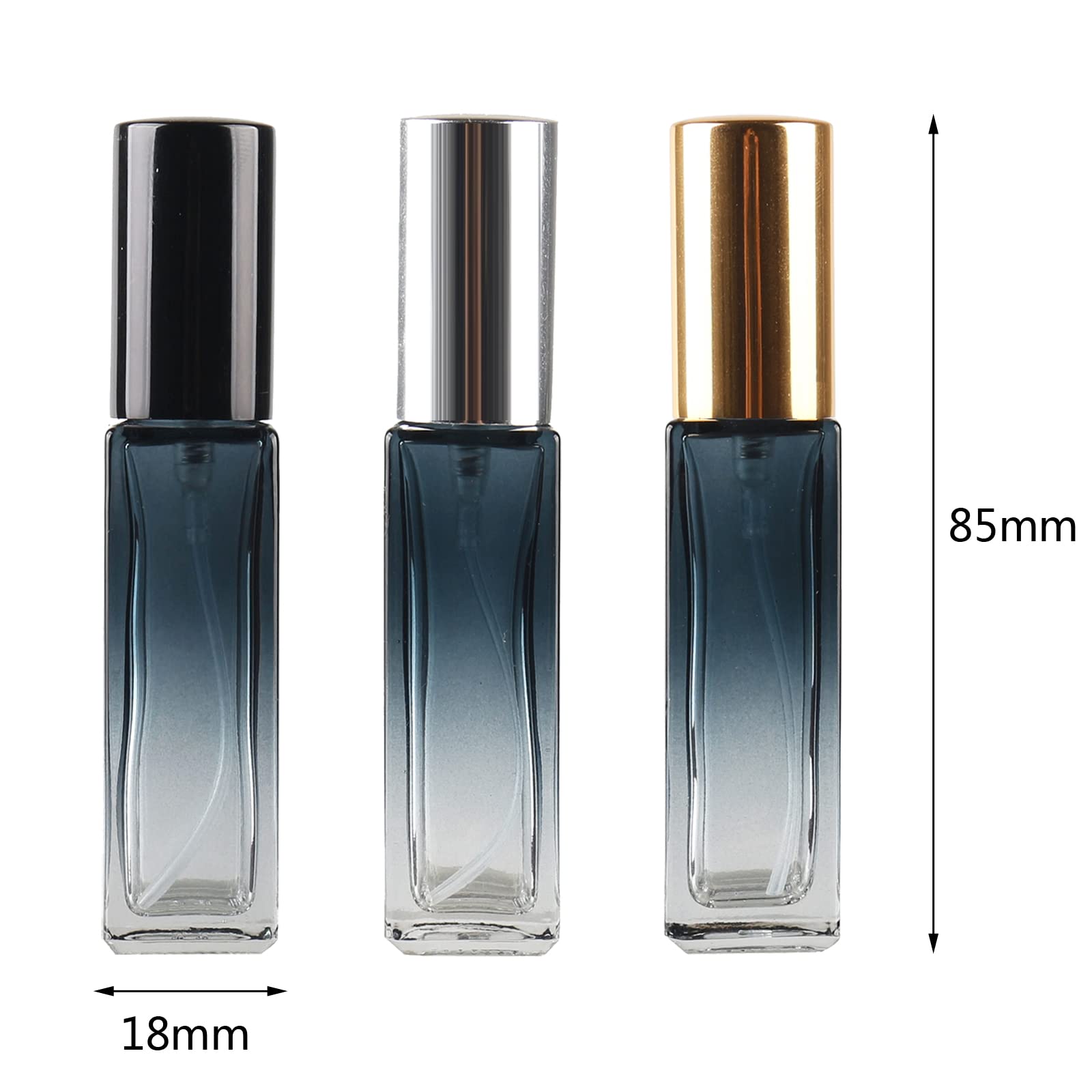 LusDoly 12 Pack 9ml Gradient Green Glass Perfume Atomizer Bottle with Silver Sprayer - Refillable Travel Size Fine Mist Spray Bottles for Fragrance Samples, Essential Oils & Makeup Setting Spray (Perfect for Travel, Gym, Purse & Gift Sets)