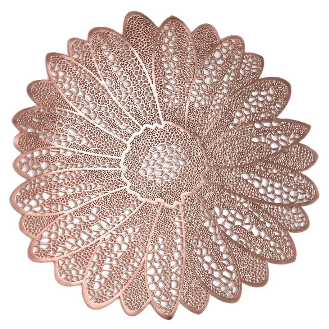 120-Piece Pressed Vinyl Metallic Placemats Set - Elegant Rose Gold Wedding Table Decor for Bridal Showers, Anniversary Parties & Formal Dining