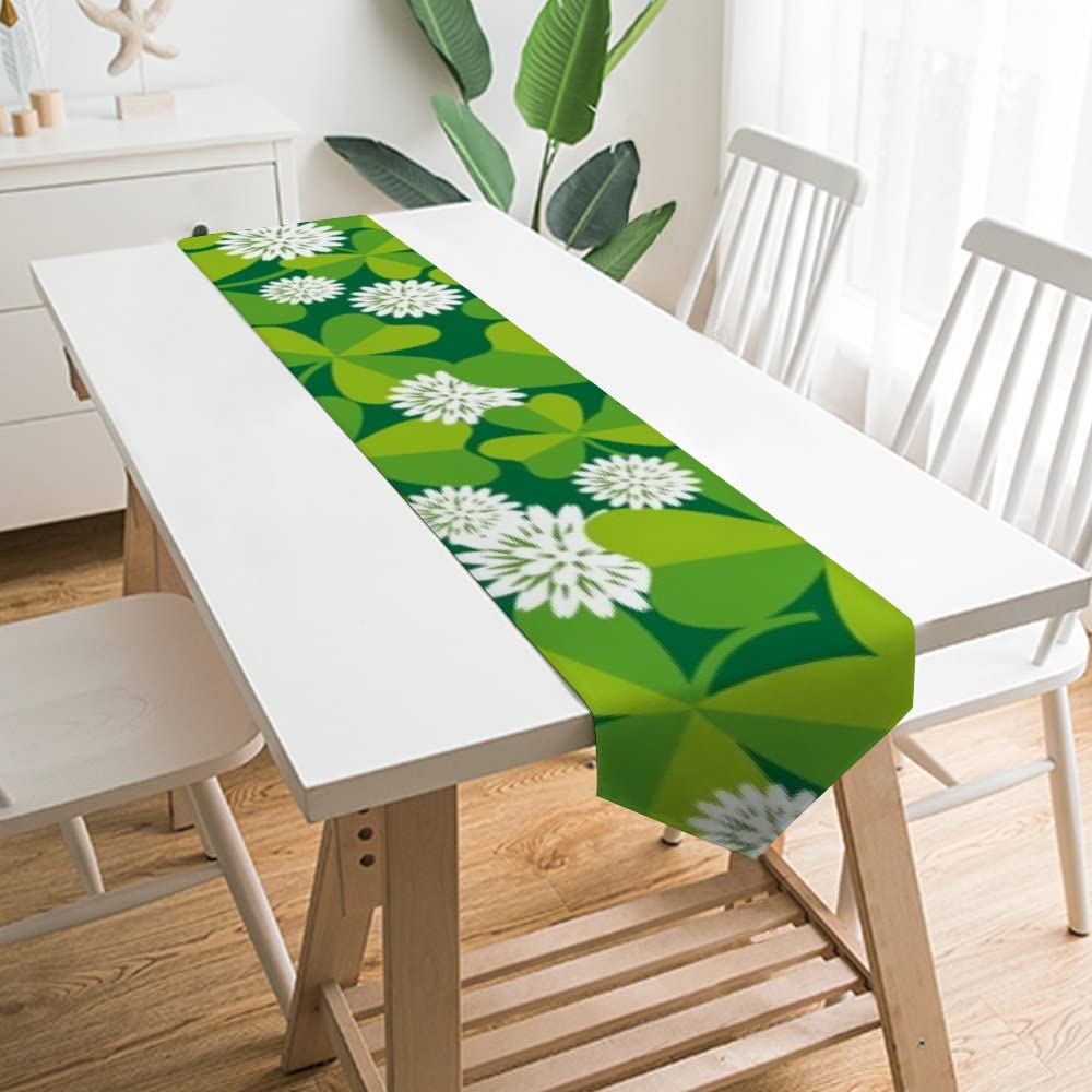 St. Patrick's Day Celtic Table Runner 13x70 Inch - Shamrock Printed Kitchen Dining Table Cloth for Holiday Parties, Irish Themed Decor & Dinner Table Setting