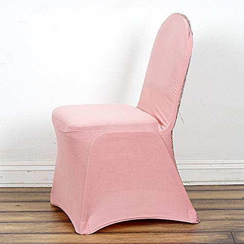 25-Piece Rose Gold Metallic Spandex Stretchable Chair Covers - Elegant Banquet Slipcovers for Wedding, Party & Reception Decor (Fits Standard Chairs) - Perfect for Bridal Showers, Anniversary Celebrations & Formal Events