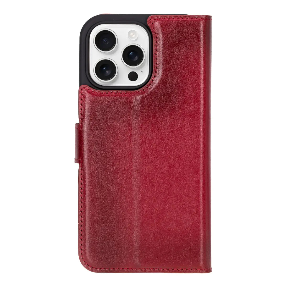 Premium Burnished Red Leather Wallet Case for iPhone 16 Pro Max - Slim Protective Cover with Card Slots | Perfect for Everyday Use, Travel & Business (2024 Model)