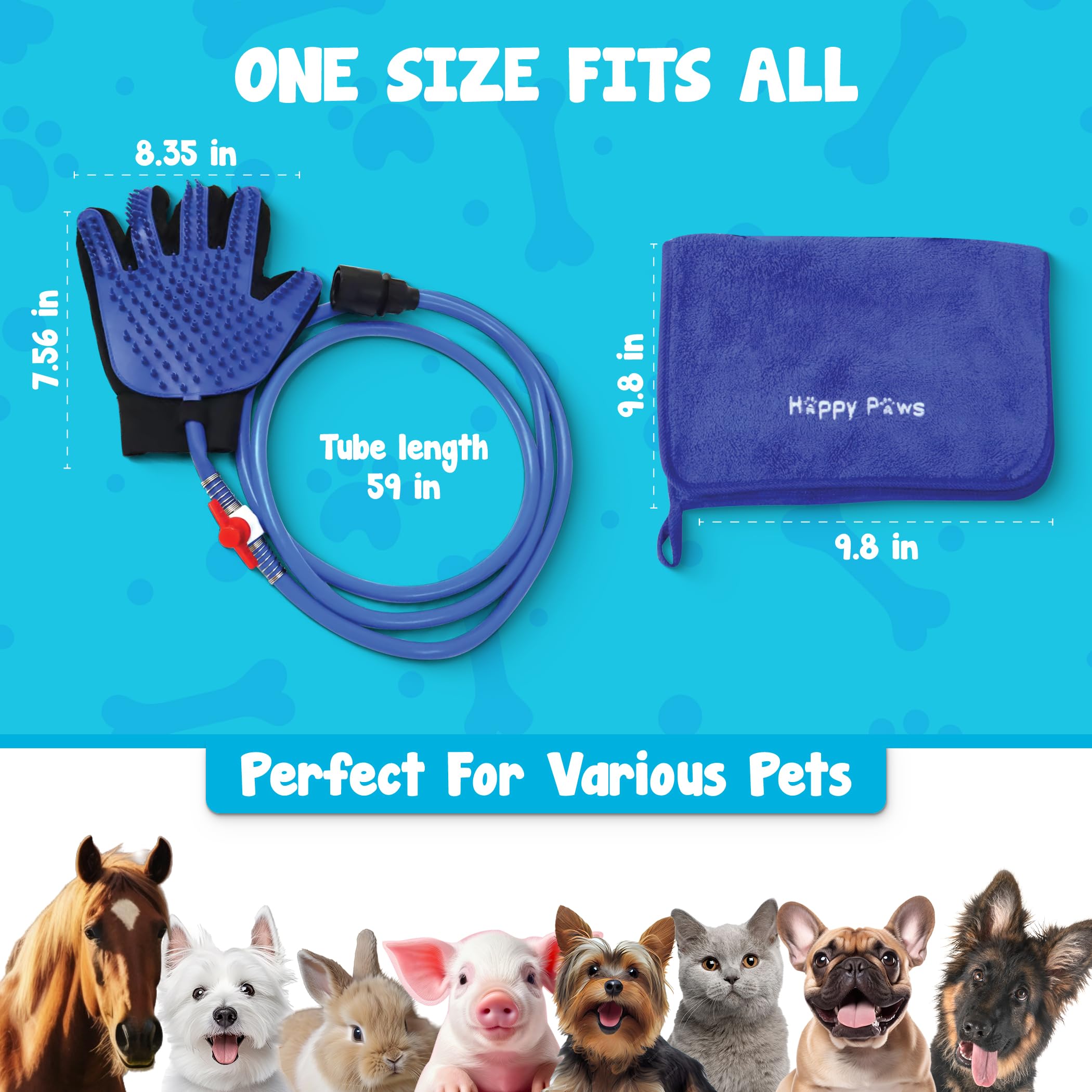 Dog Bath Brush Sprayer Glove and Scrubber Tool | Pet Grooming Supplies for Long & Short Hair Dogs | Waterproof Bathing Gloves for Dogs | Perfect Easter Gift for Dog Owners & Lovers | Use During Bath Time for Gentle Cleaning & Massage