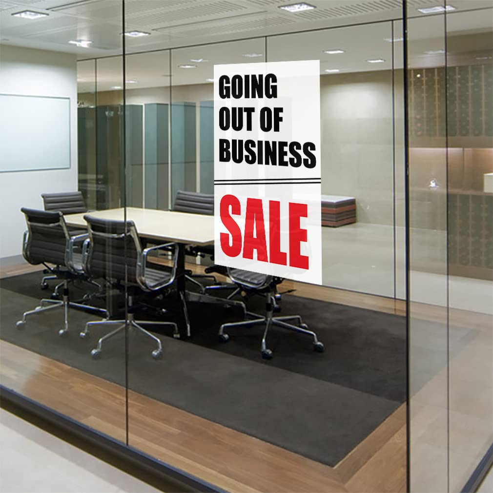 Going Out of Business Vinyl Door Decals - Vertical Business Signs in Red & Black (24x36 Inches) - Durable Industrial Stickers for Storefronts, Cars, Luggage & Bumpers - Perfect for Closing Sales, Liquidation Events & Retail Promotions