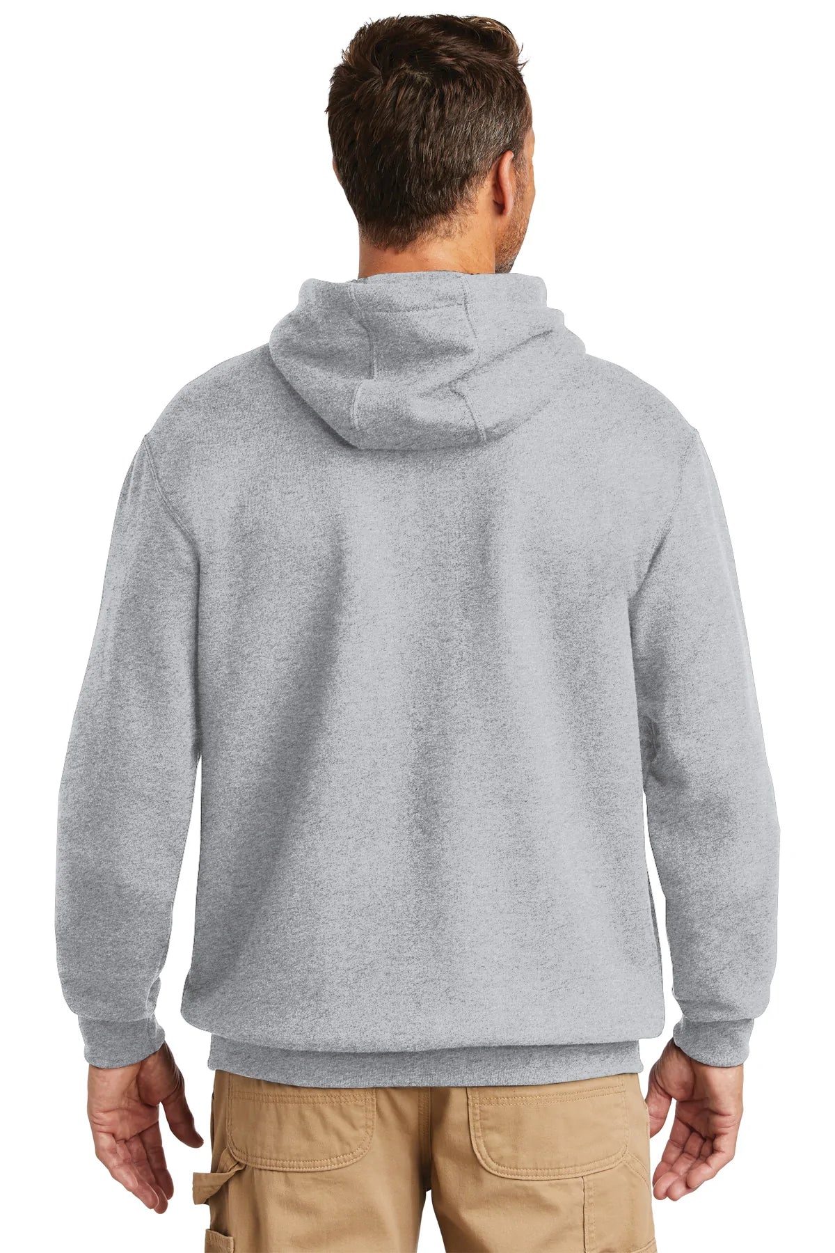 Carhartt Tall Hooded Custom Sweatshirt for Men - Heather Grey Pullover Hoodie for Work & Outdoor Activities