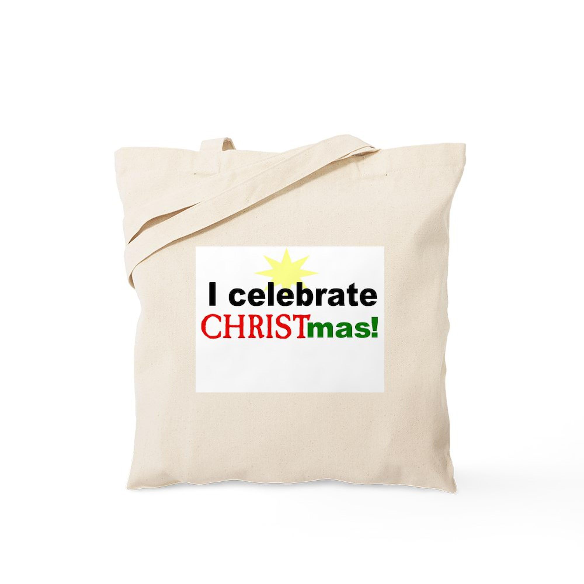 Celebrate Christ Canvas Tote Bag - Natural Reusable Shopping Bag for Church, Bible Study & Christian Events - Eco-Friendly Grocery Tote with Inspirational Design