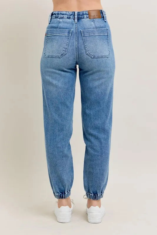 Judy Blue High Waist Stretch Denim Jogger Pants for Women - Comfortable Casual & Lounge Wear for Everyday Style