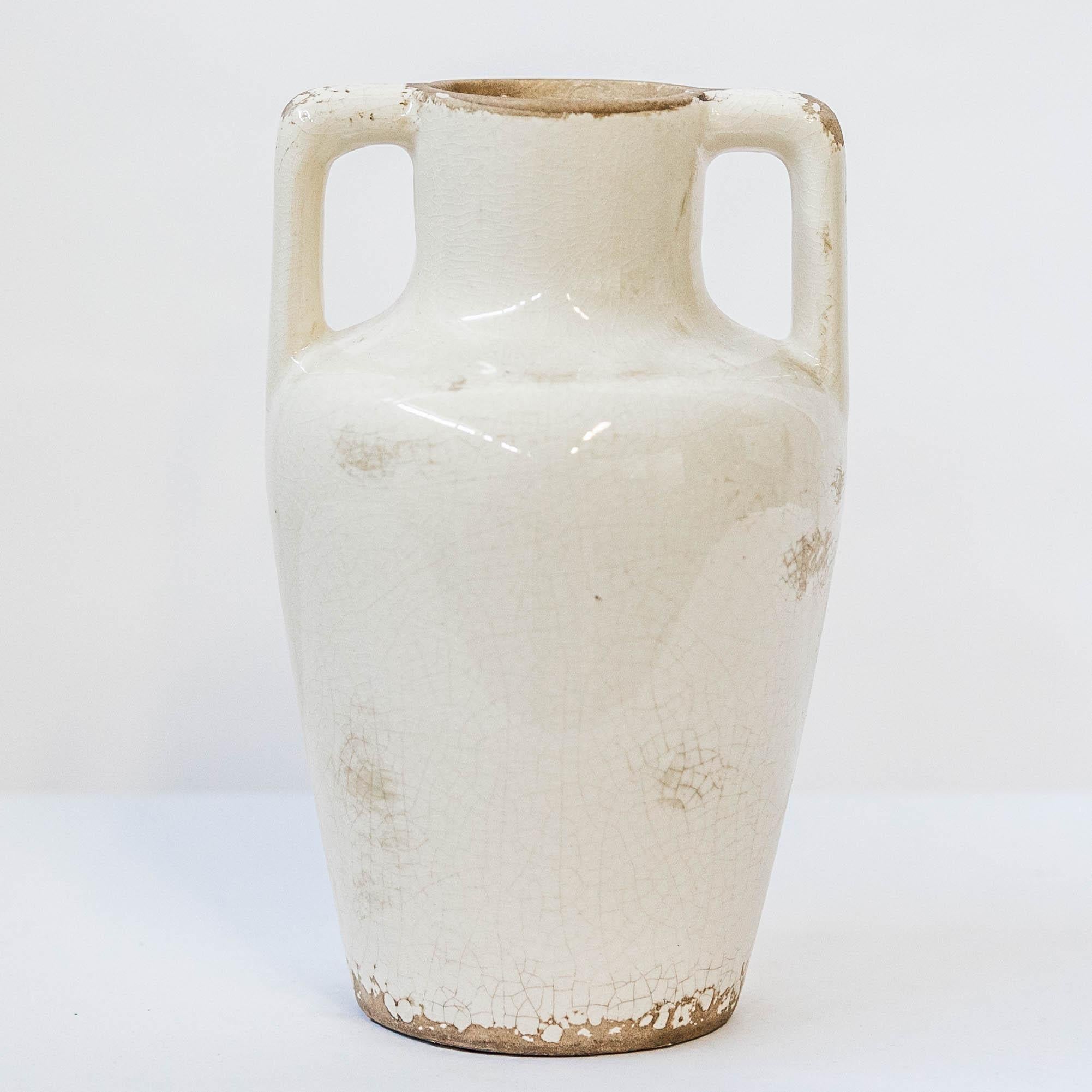 Handmade Glazed Ceramic Flower Vase with Dual Handles - Perfect for Home Decor, Wedding Centerpieces & Gift Giving