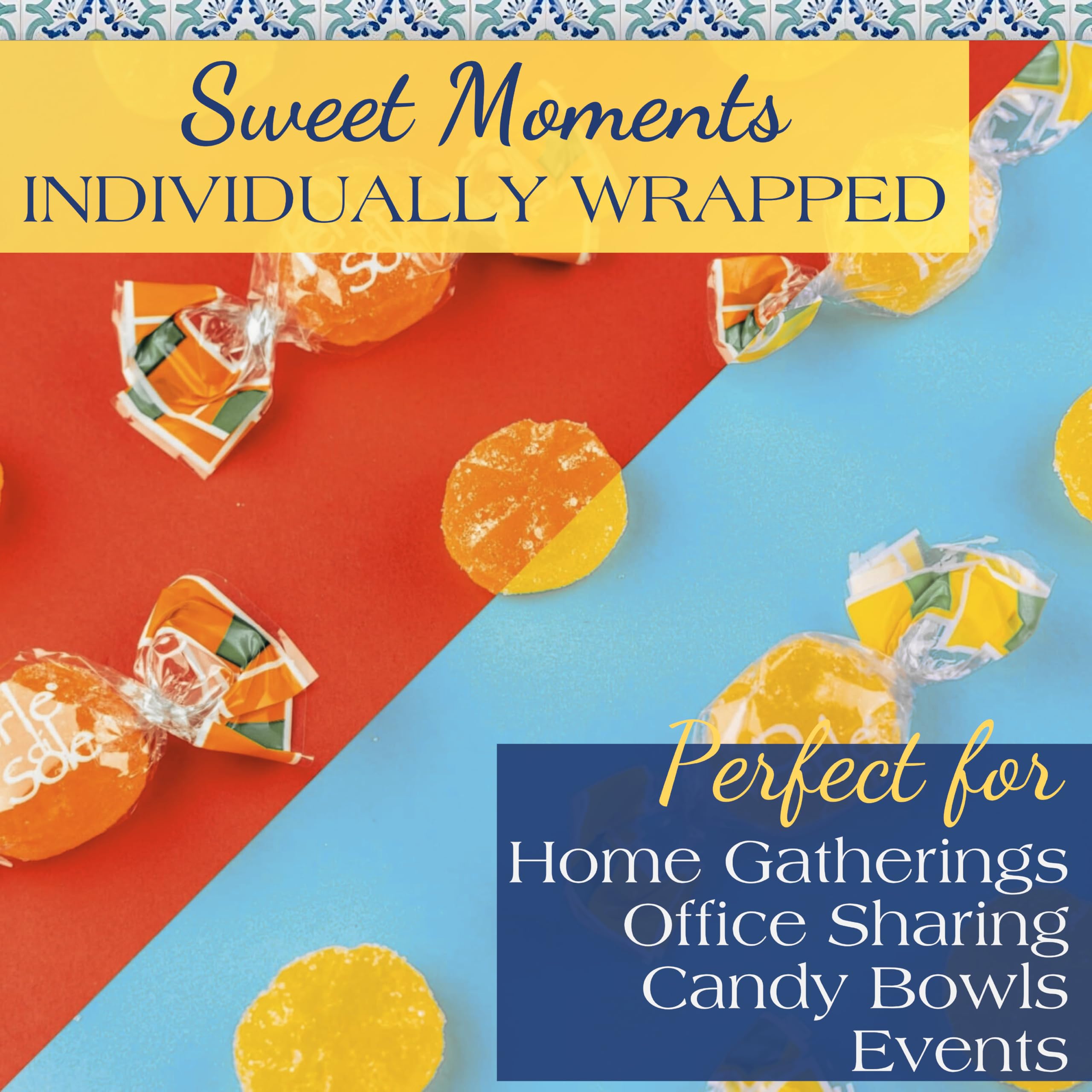 Perle di Sole Italian Fruit Jelly Candy - Orange & Lemon Soft Gummy Candy Individually Wrapped (12.35oz/350g) - Authentic Italian Gelee Treats for Parties, Gifts & Snacking