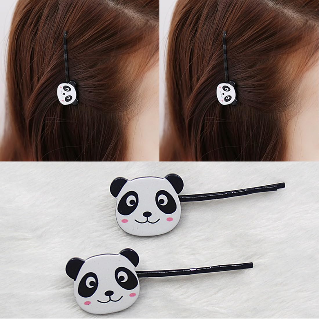 8Pcs Cute Panda Bear Hair Clips for Women & Girls - Cartoon Animal Barrettes Hairpins for Kids - Perfect for School, Parties & Daily Hair Styling