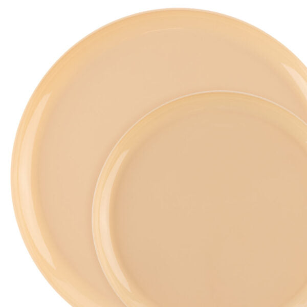 Premium Beige Round Plastic Plates - 10 Pack Set for Elegant Dining, Parties & Home Decor | Durable & Stylish Disposable Tableware for Weddings, Events & Everyday Use