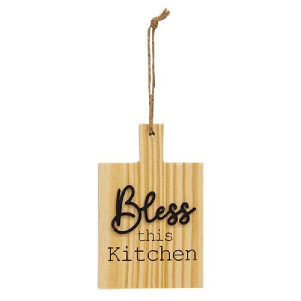 Bless This Kitchen Natural Wood Cutting Board Ornament - Perfect for Home Decor, Housewarming Gifts & Holiday Decorations