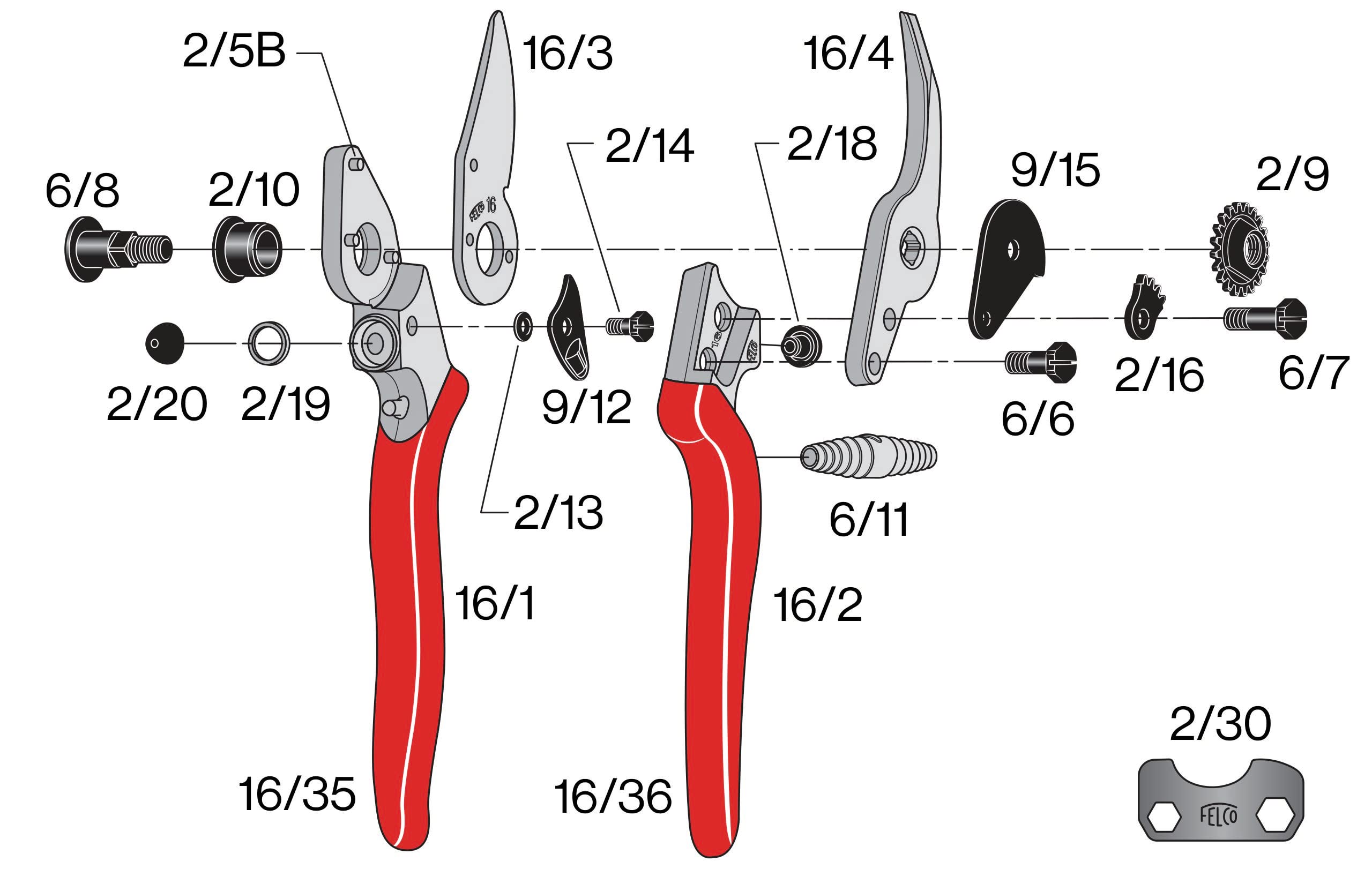 Felco F-16 Left-Handed Pruning Shears - Professional Swiss-Made Garden Pruners with High Carbon Steel Blade | Perfect for Left-Handed Gardeners, Florists & Landscapers | Ideal for Trimming Roses, Shrubs & Delicate Plants