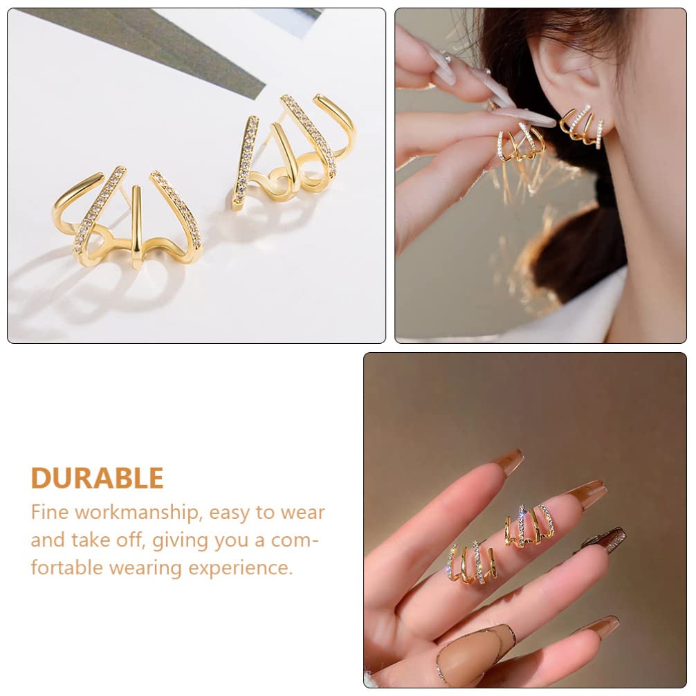 GALPADA Women's Claw Earrings - Zircon Stud Ear Cuff Hoop Earrings for Girls, Needle Claw Stud Earrings with Ear Wrap Cuff Piercing | Perfect for Parties, Weddings & Everyday Wear