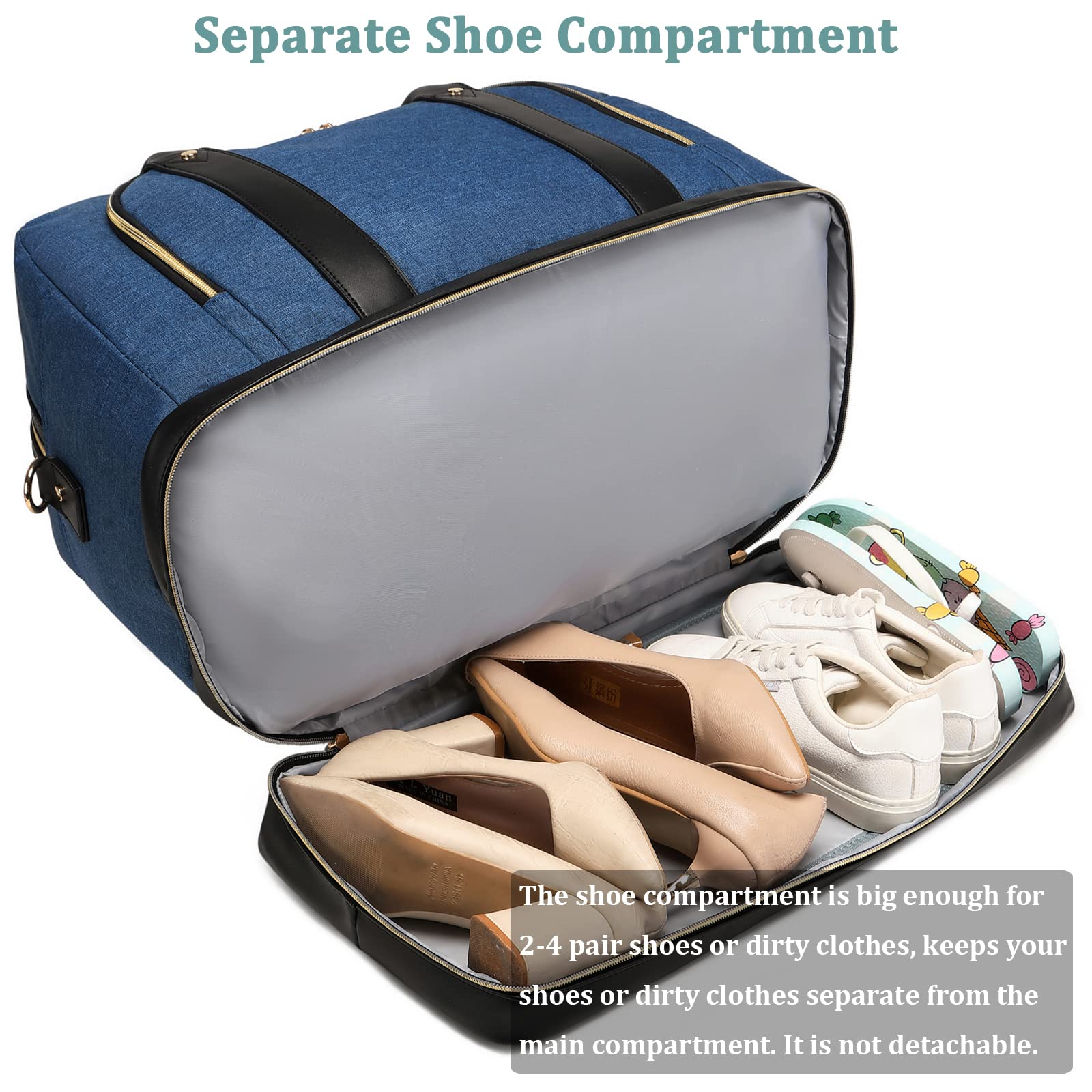 Stylish Leather Weekender Bag for Women & Men - Duffle Overnight Travel Tote Carry On Luggage - Perfect for Business Trips, Gym, Weekend Getaways & Airplane Travel
