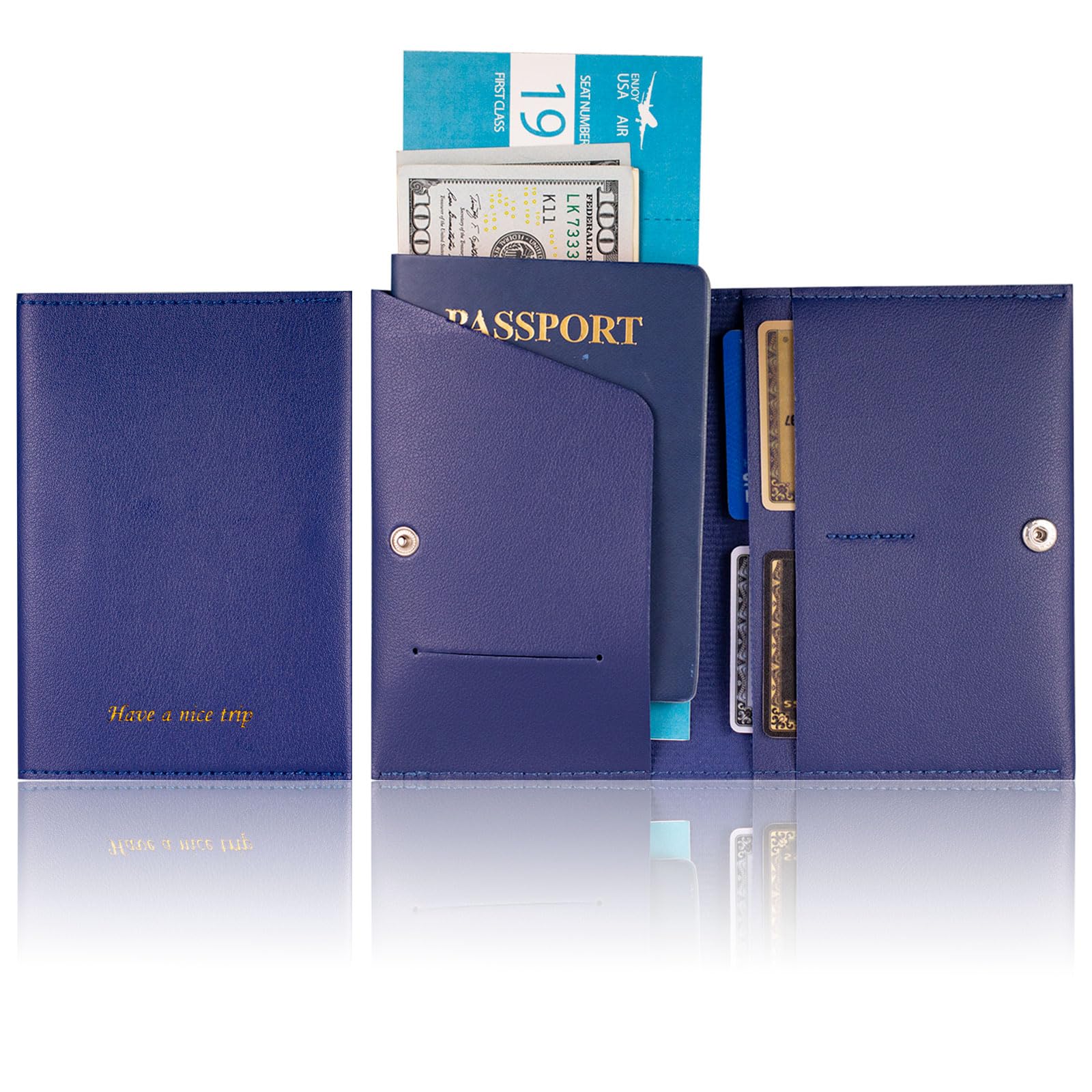 Premium RFID Blocking Passport Holder for Women & Men - Leather Travel Wallet Cover with Secure ID & Credit Card Slots - Perfect for Family Vacations, Business Trips & International Travel