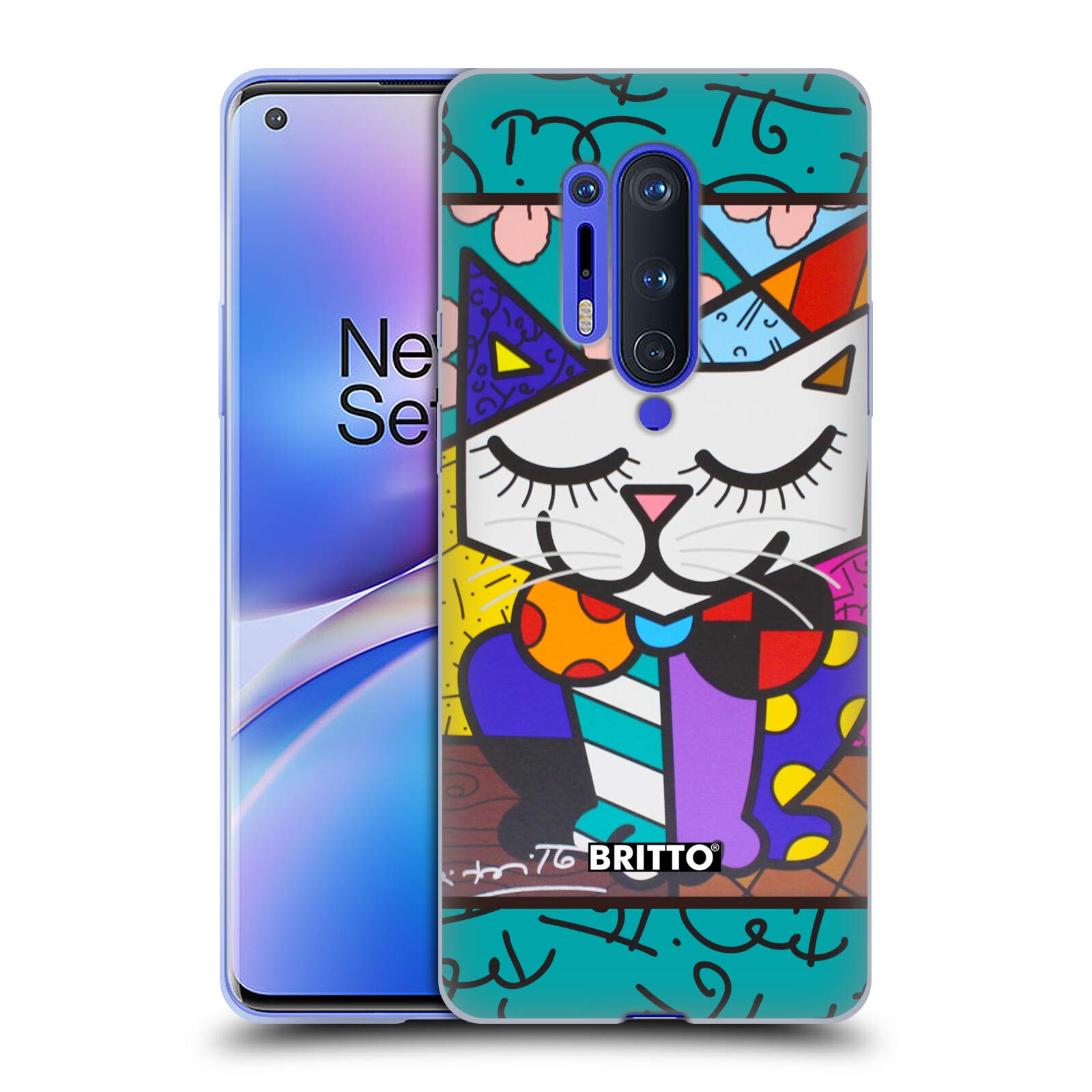 OnePlus 8 Pro 5G Britto Cat 2 Abstract Design Soft Gel Case - Officially Licensed by Head Case Designs, Perfect for Daily Use and Gift Giving