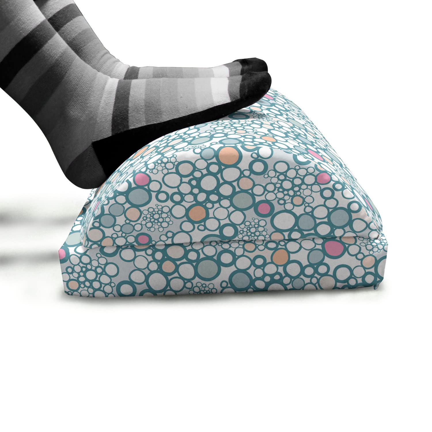 Ambesonne Pastel Foot Rest - Adjustable Ergonomic Memory Foam Leg Support with Non-Slip Backing, Cadet Blue Blush | Office Comfort for Long Work Hours, Home Relaxation & Gaming Setup