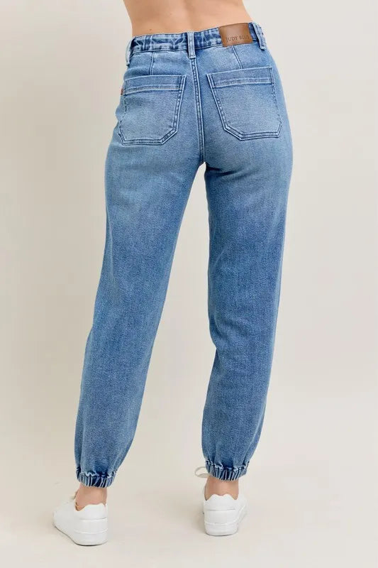Judy Blue High Waist Stretch Denim Jogger Pants for Women - Comfortable Casual & Lounge Wear for Everyday Style