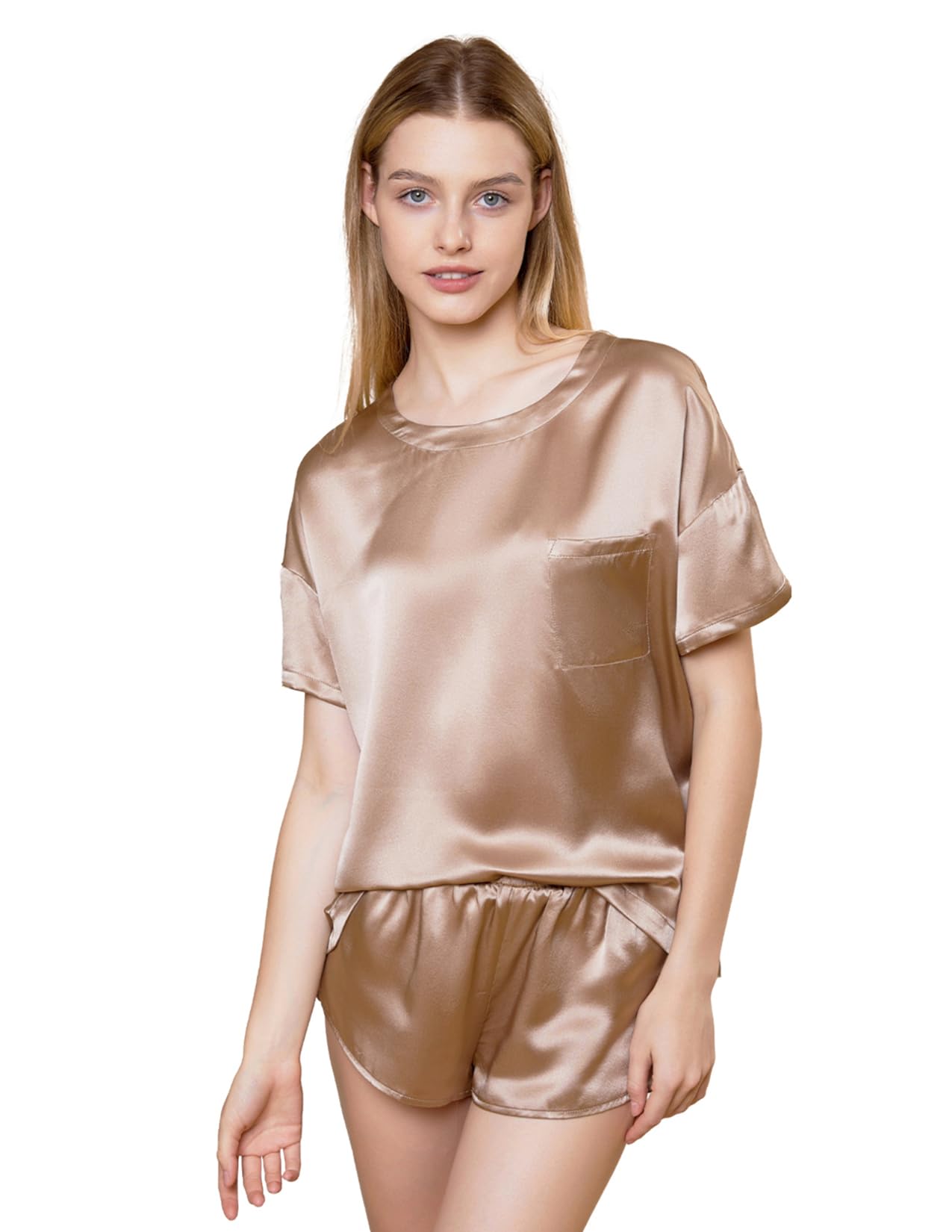 THXSILK 100% Mulberry Silk Pajamas Set for Women - 2 Piece Shorts & Top Silk Sleepwear, Soft Lingerie & Lounge Outfit - Perfect for Nightwear, Spa Days & Relaxing at Home
