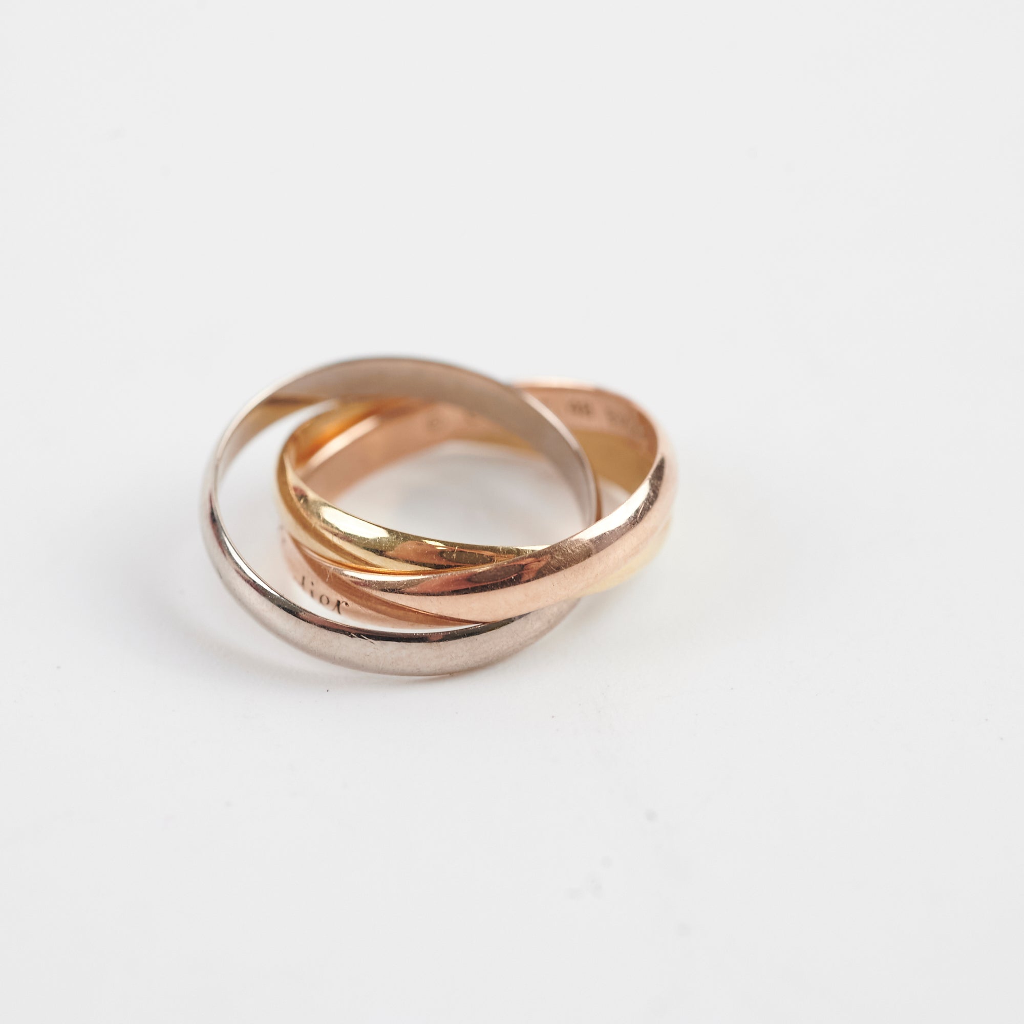 Cartier Trinity Tricolor Gold Ring - 18K White, Yellow & Rose Gold Stackable Band - Size 48 (US 4.75) - Luxury Jewelry for Women, Anniversary Gift & Special Occasions