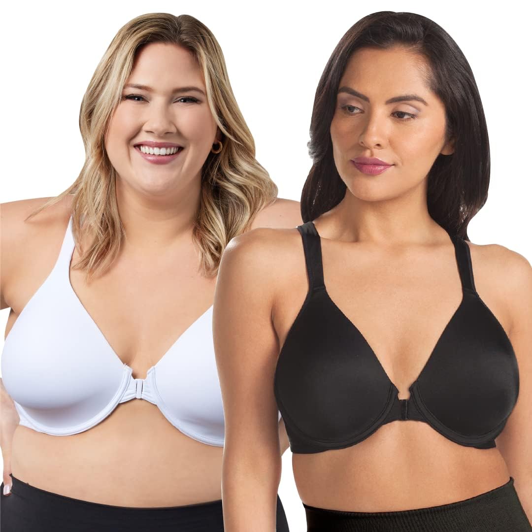 LEADING LADY Brigitte Racerback Front-Closure Bra - Molded, Padded, Seamless T-Shirt Bra for Women | Plus Size Support | Comfortable Everyday Wear for Workouts, Yoga & Daily Activities
