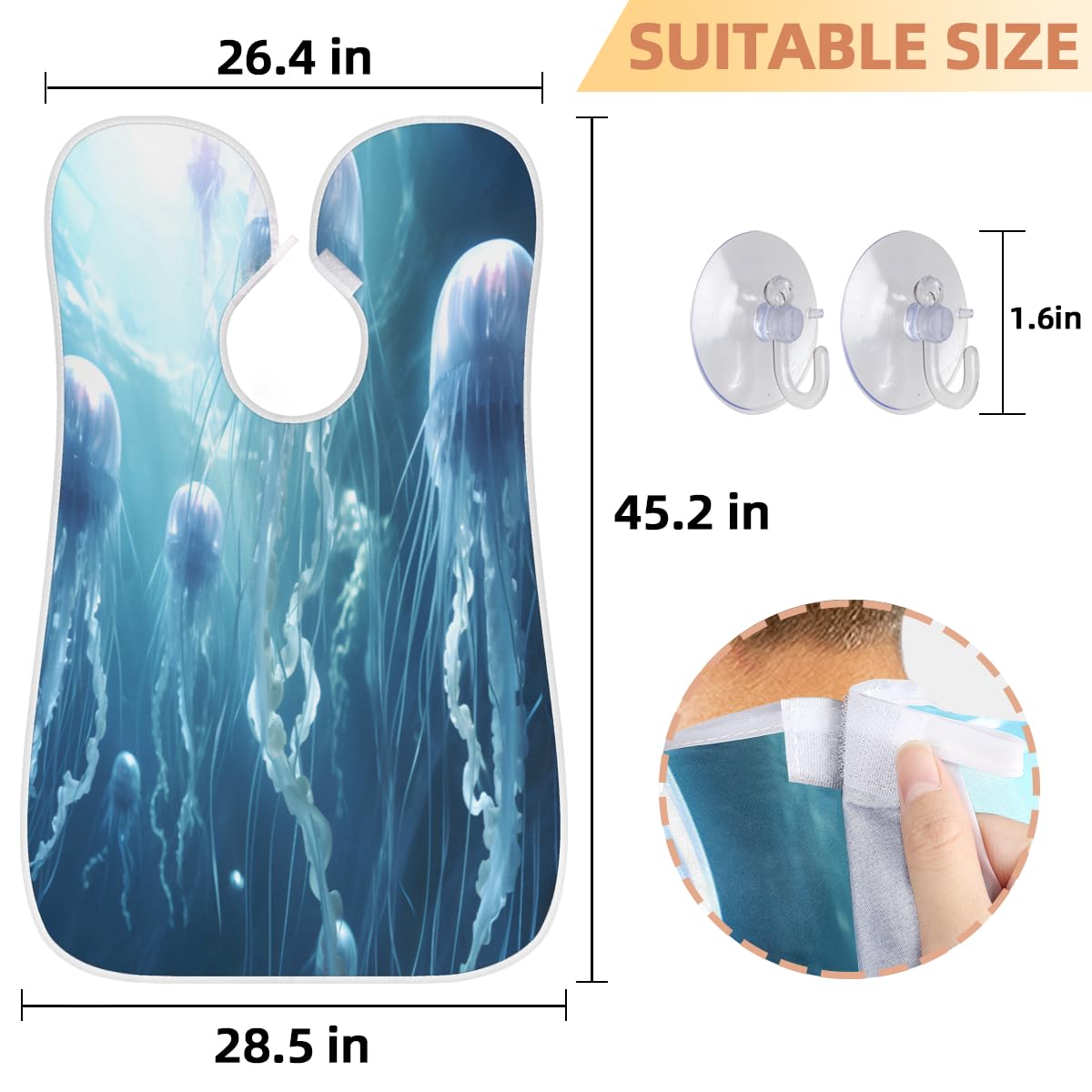 Premium Waterproof Jellyfish Beard Shaving Bib for Men & Women - Salon-Grade Hair Dye Apron, Barber Cape for Haircuts & Beard Trimming - Ideal for Home Grooming, Professional Salons & Gift Giving