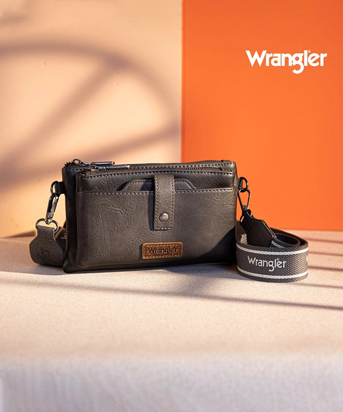 Wrangler Dual Zipper Crossbody Bag for Women & Men - Durable Travel Shoulder Bag with Adjustable Strap - Perfect for Hiking, Shopping & Everyday Use