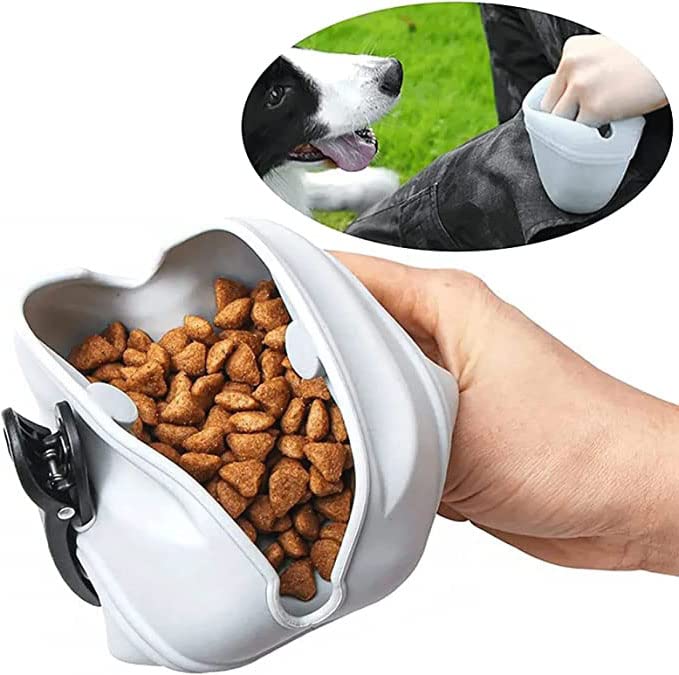 Premium Silicone Dog Training Treat Pouch with Magnetic Buckle - Portable Waist Bag for Pet Rewards & Outdoor Activities - Durable, Leak-Proof & Hands-Free Dog Treat Holder (Black) - Perfect for Dog Walking, Obedience Training & Hiking Adventures