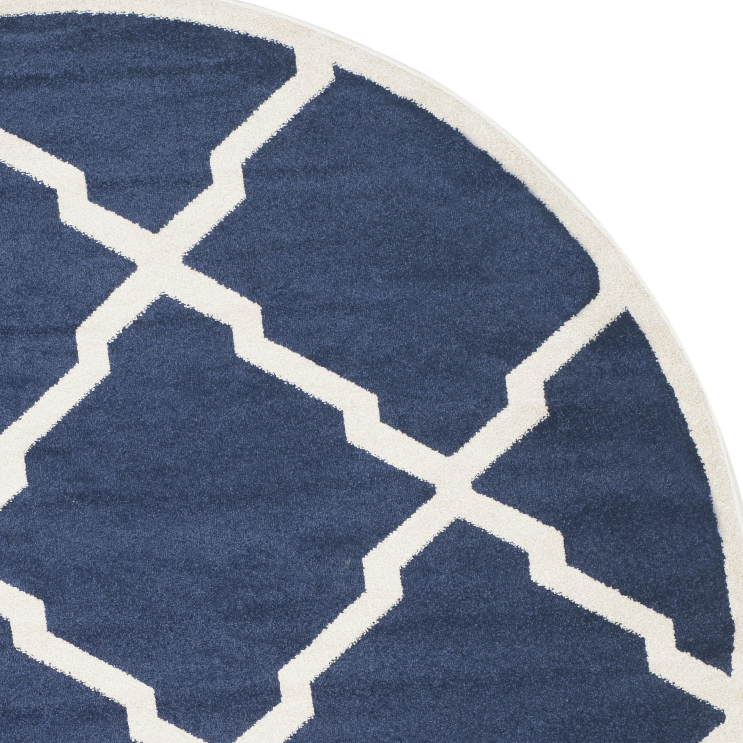 SAFAVIEH Amherst Collection 7' Round Navy/Beige Area Rug - Moroccan Trellis Design, Non-Shedding & Durable - Perfect for Dining Room, Living Room, Bedroom or Entryway - Adds Elegance to Any Home Decor