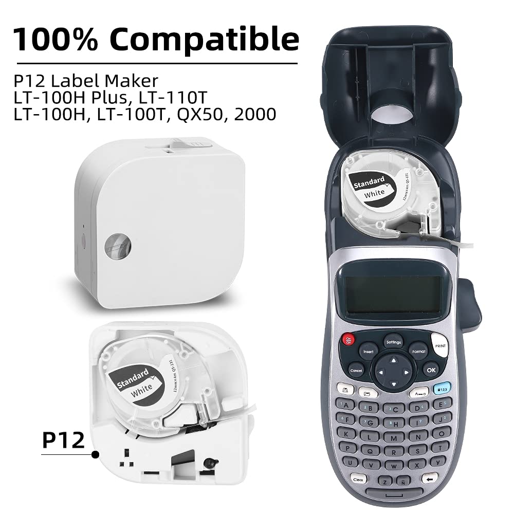 Phomemo P12 Pro Bluetooth Label Printer - Compatible with Plastic, Paper, Iron-on & Satin Ribbon Labels | Inkless Label Maker with Custom Fonts & Symbols | Perfect for Home, Office & Craft Organization