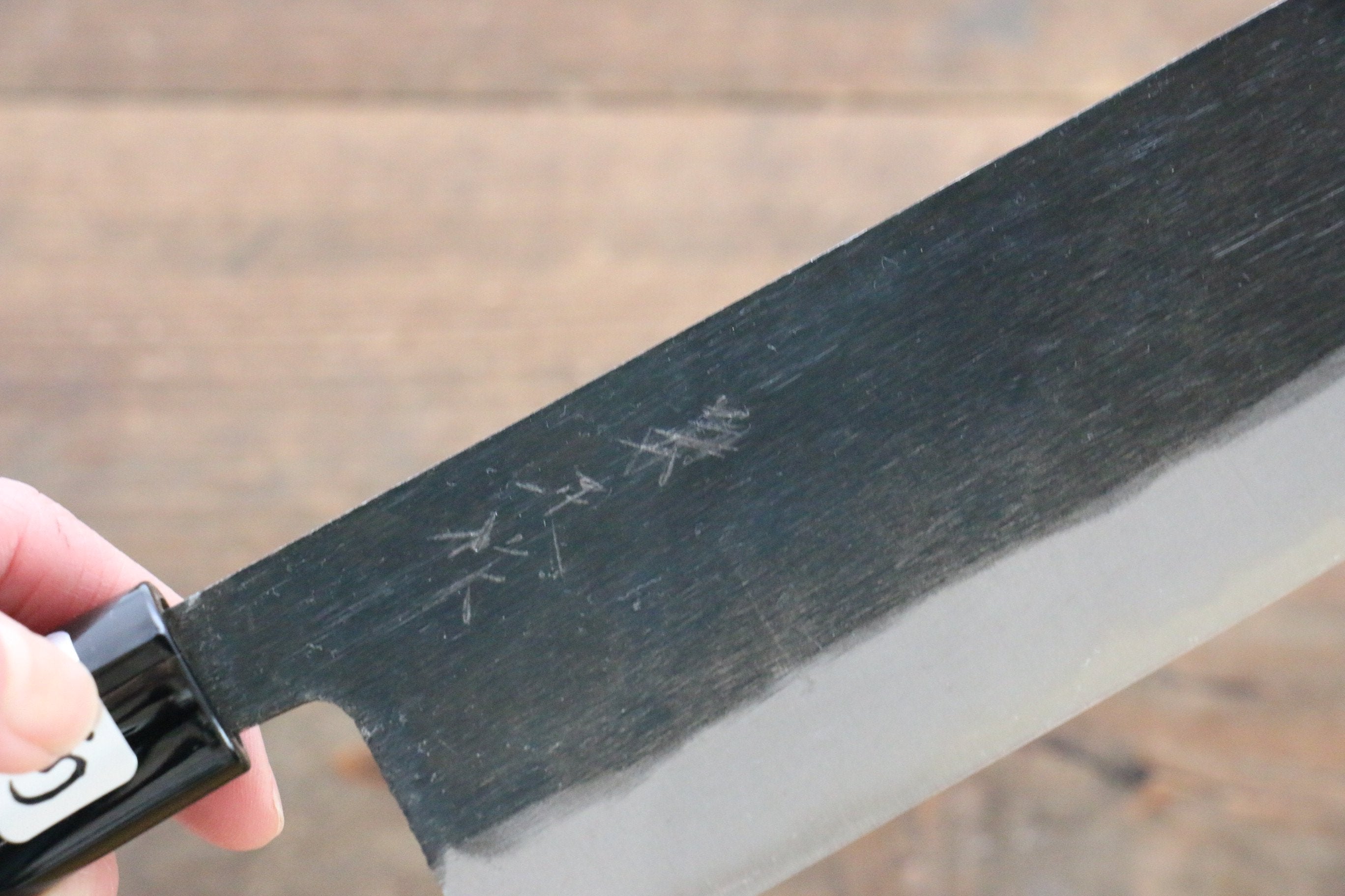 Kanetsune Blue Steel No.2 Kurouchi Nakiri Knife 165mm with Magnolia Handle - Japanese Vegetable Knife for Precise Chopping & Slicing in Professional Kitchens & Home Cooking