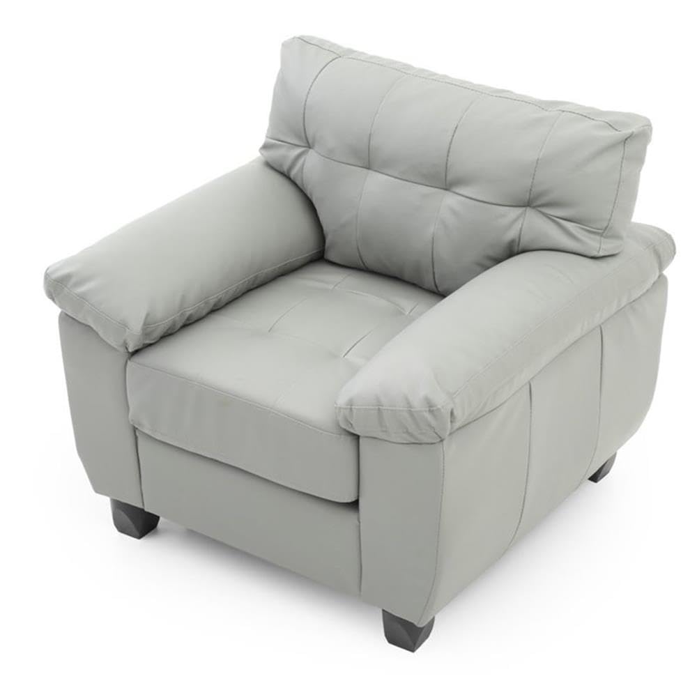 Premium Gray Faux Leather Accent Chair - Glory Furniture Gallant Modern Living Room Seating for Home Office, Lounge & Reading Nook