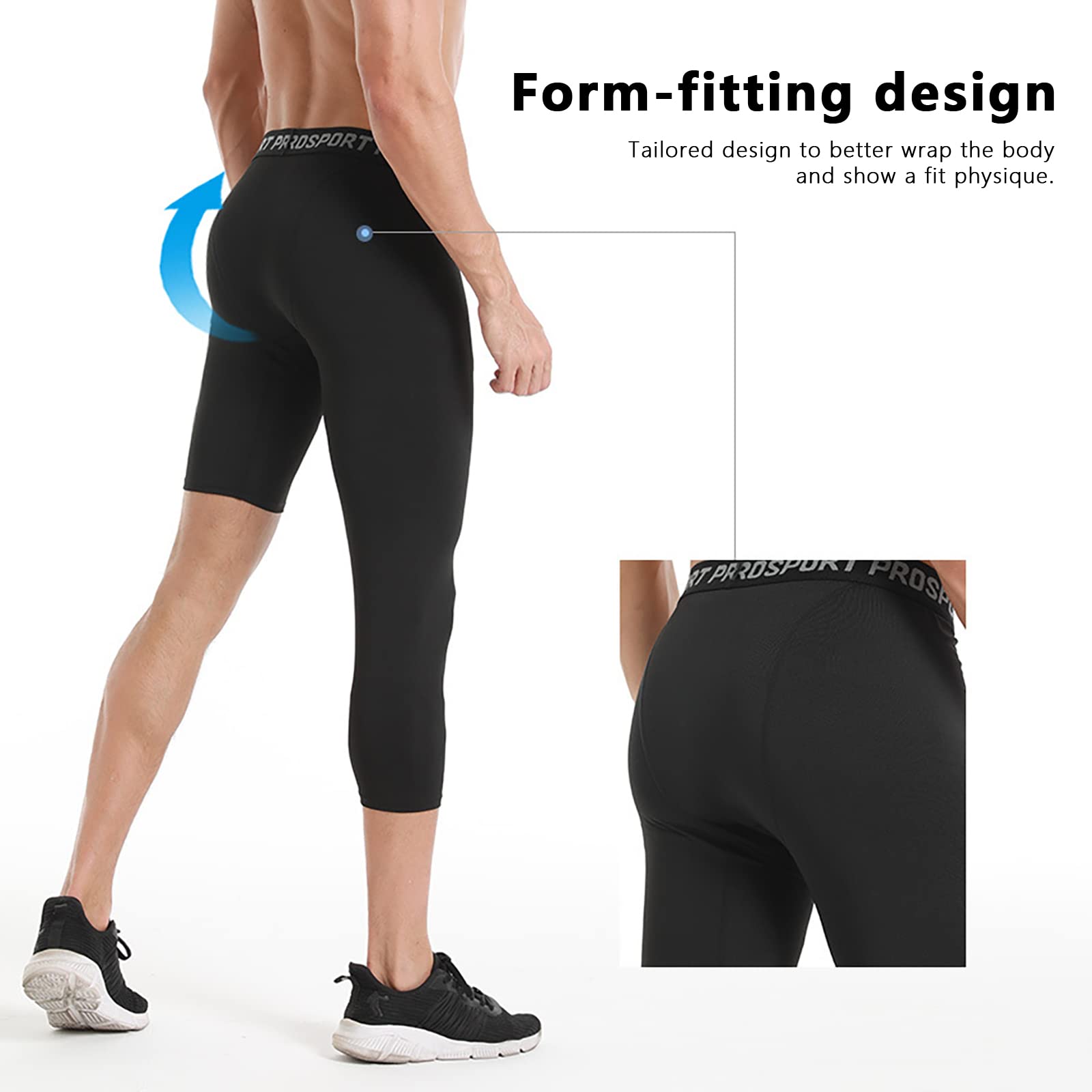 2 Pack Men's Compression Pants - Gym Running Basketball Leggings for Workout & Sports (White+Black, XL)