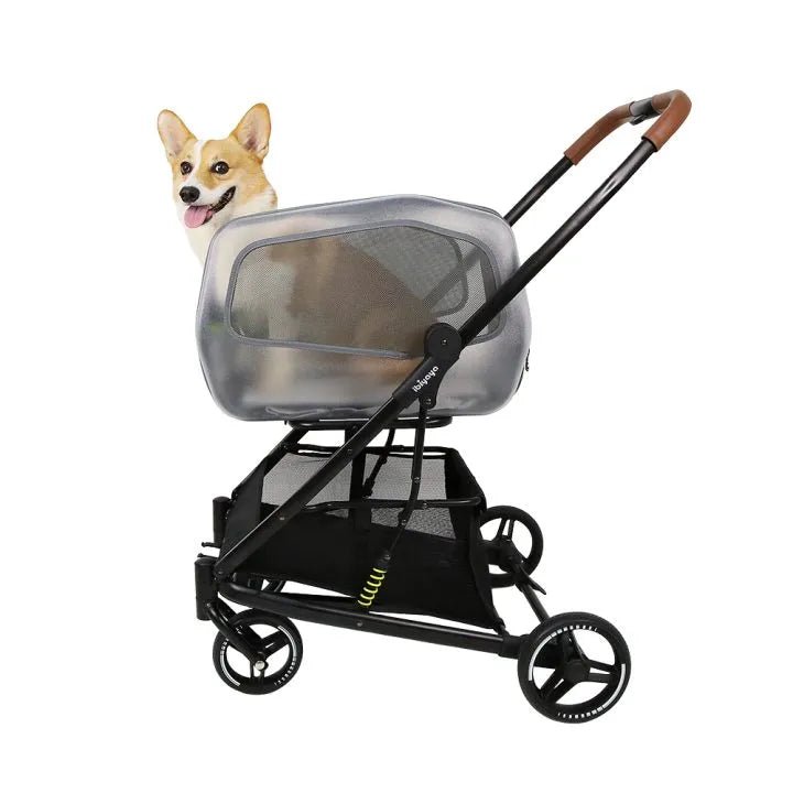 NeoRider Detachable Pet Stroller for Dogs & Cats - Lightweight, Foldable, Multi-Functional Silver Mist Stroller - Perfect for Travel, Shopping & Outdoor Adventures