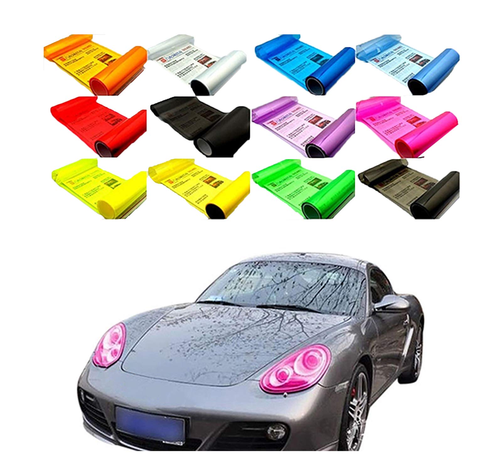 Self-Adhesive Vinyl Film for Headlights, Tail Lights & Fog Lights - Light Black Tint, Color Changing Car Decal - Perfect for DIY Auto Customization & Night Driving Safety
