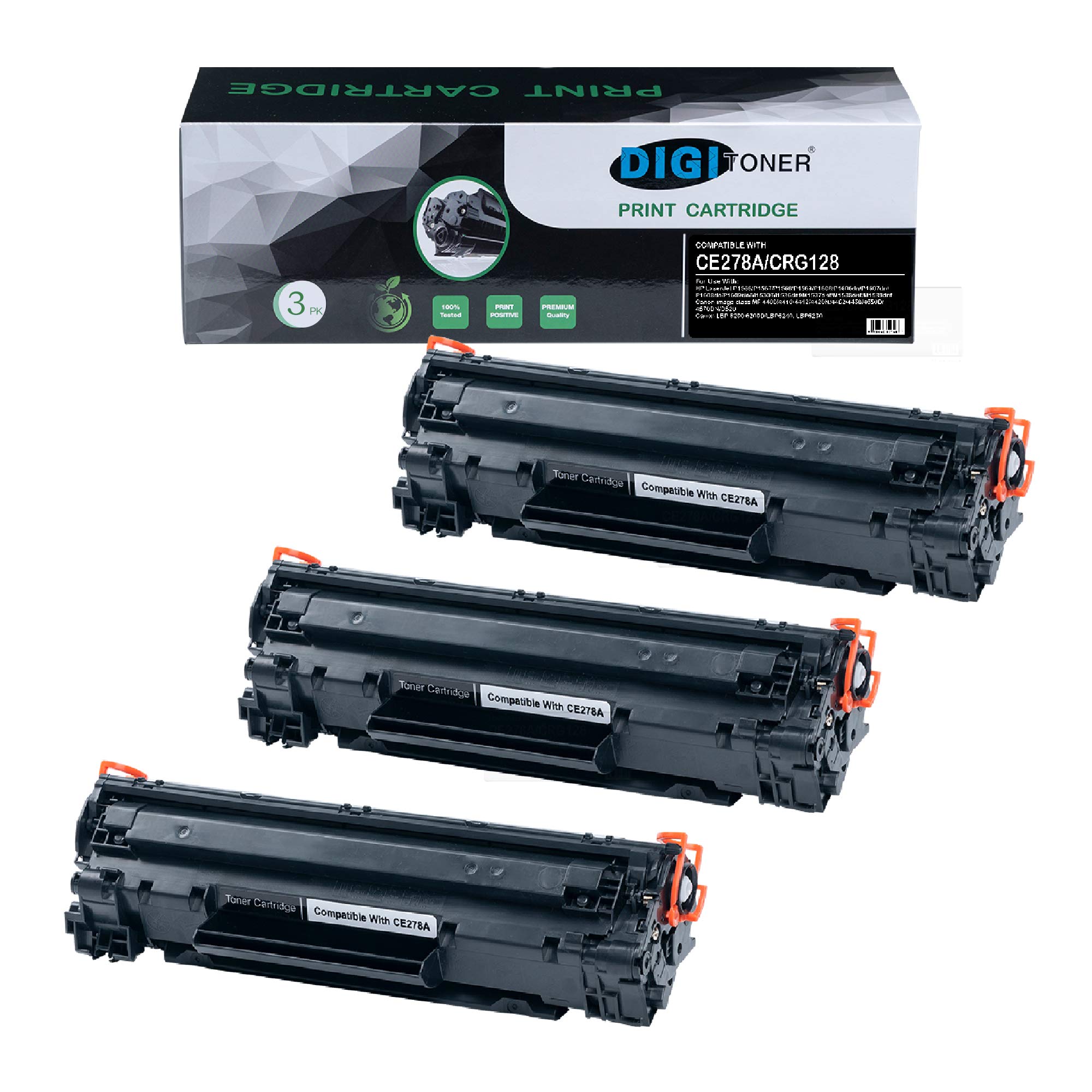 High Yield CE278A CRG128 CRG126 Toner Cartridge Replacement for HP Laser Printers - Black (3 Pack) | Compatible with HP OfficeJet, LaserJet Printers | Ideal for Home, Office & Business Printing Needs