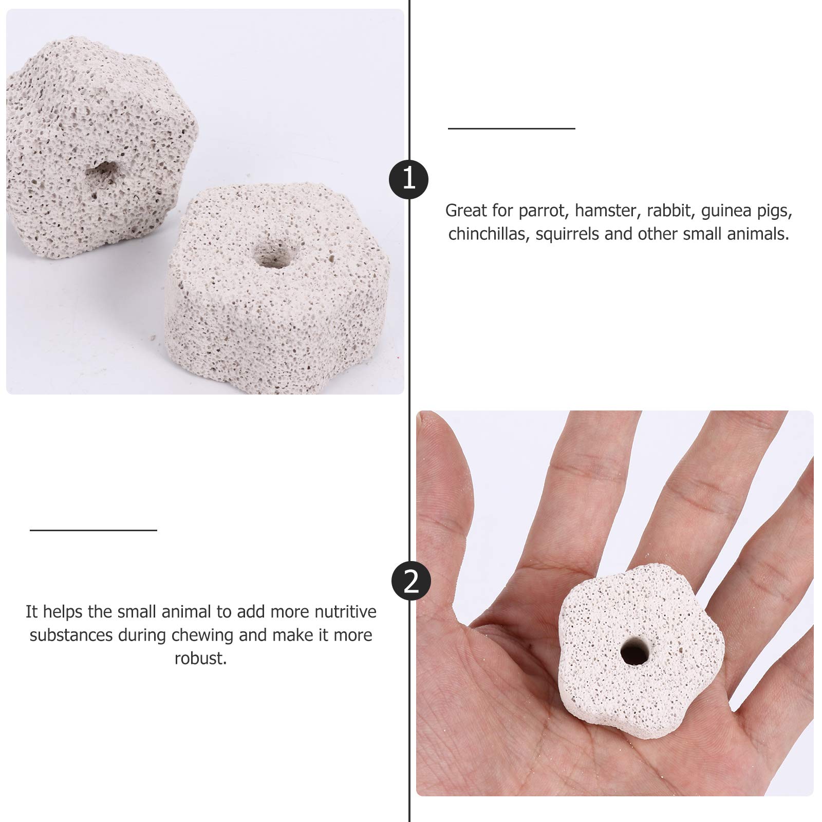 12Pcs Mineral Stone Chew Toys for Small Pets - Hamster & Rabbit Teeth Grinding Stones with Holes | Durable Pet Supplies for Dental Health & Boredom Relief - Perfect for Cage Accessories & Chewing Fun