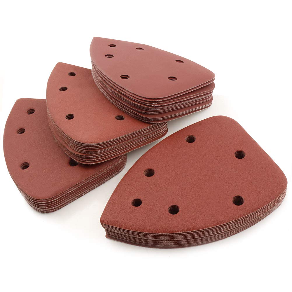 60 PCS Mouse Detail Sander Sandpaper Pads - 15 Each of 180/240/320/400 Grit Hook & Loop Triangle Sanding Discs for Palm Sanders - Perfect for Woodworking, Furniture Refinishing & DIY Projects